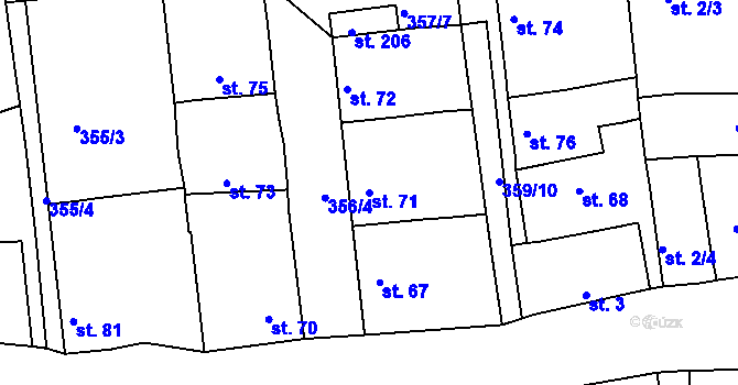 Parcela st. 71 v KÚ Vršovice u Loun, Katastrální mapa