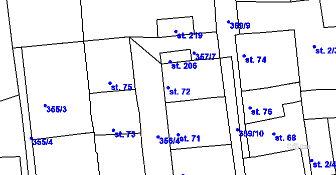 Parcela st. 72 v KÚ Vršovice u Loun, Katastrální mapa