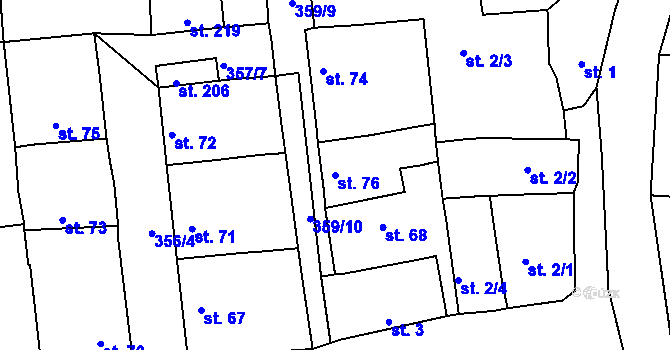 Parcela st. 76 v KÚ Vršovice u Loun, Katastrální mapa