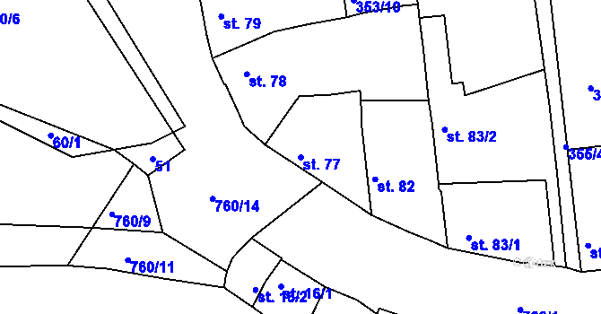Parcela st. 77 v KÚ Vršovice u Loun, Katastrální mapa