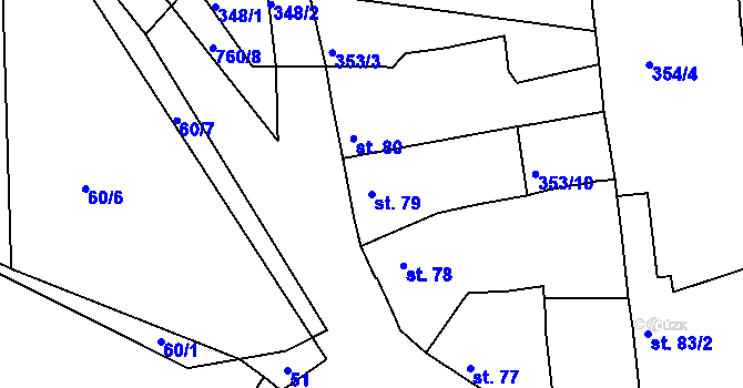 Parcela st. 79 v KÚ Vršovice u Loun, Katastrální mapa