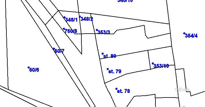 Parcela st. 80 v KÚ Vršovice u Loun, Katastrální mapa