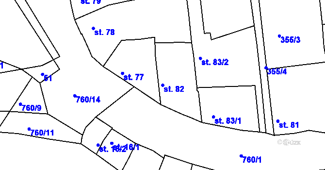 Parcela st. 82 v KÚ Vršovice u Loun, Katastrální mapa