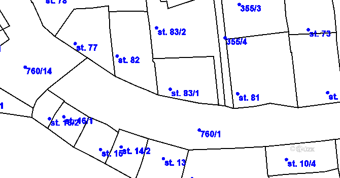 Parcela st. 83/1 v KÚ Vršovice u Loun, Katastrální mapa