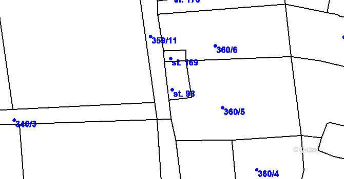 Parcela st. 98 v KÚ Vršovice u Loun, Katastrální mapa