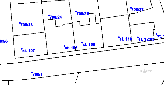 Parcela st. 109 v KÚ Vršovice u Loun, Katastrální mapa