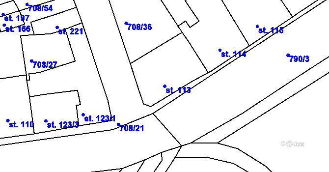 Parcela st. 113 v KÚ Vršovice u Loun, Katastrální mapa