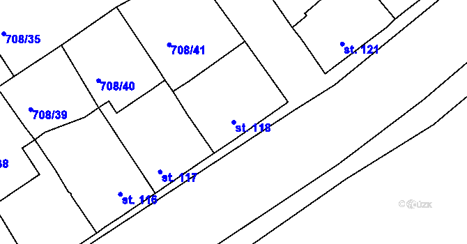 Parcela st. 118 v KÚ Vršovice u Loun, Katastrální mapa