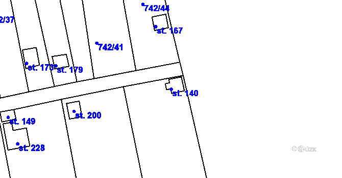 Parcela st. 140 v KÚ Vršovice u Loun, Katastrální mapa