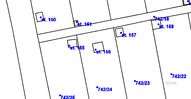 Parcela st. 156 v KÚ Vršovice u Loun, Katastrální mapa