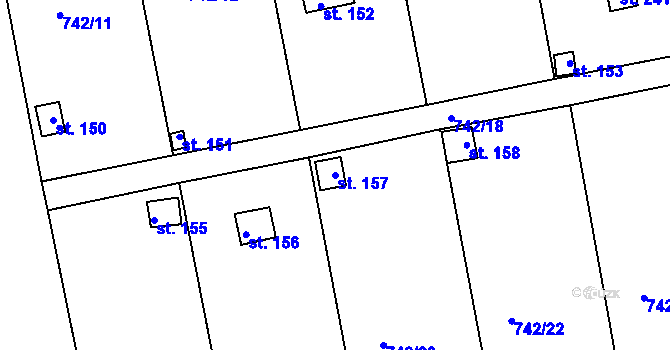 Parcela st. 157 v KÚ Vršovice u Loun, Katastrální mapa