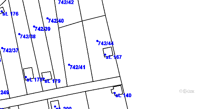 Parcela st. 167 v KÚ Vršovice u Loun, Katastrální mapa