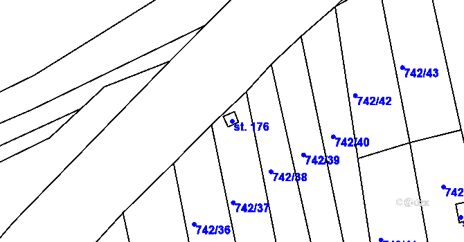 Parcela st. 176 v KÚ Vršovice u Loun, Katastrální mapa