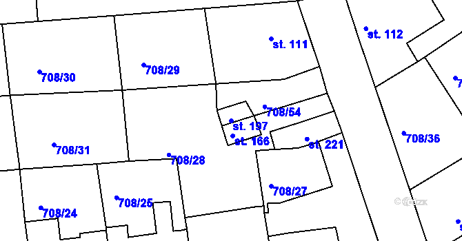 Parcela st. 197 v KÚ Vršovice u Loun, Katastrální mapa