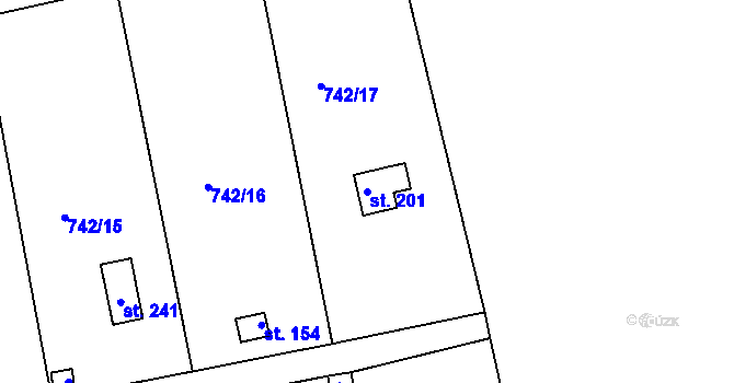 Parcela st. 201 v KÚ Vršovice u Loun, Katastrální mapa