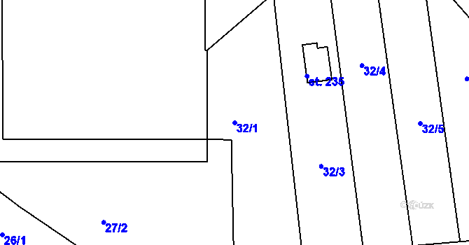 Parcela st. 32/1 v KÚ Vršovice u Loun, Katastrální mapa
