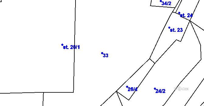 Parcela st. 33 v KÚ Vršovice u Loun, Katastrální mapa