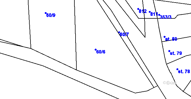 Parcela st. 60/6 v KÚ Vršovice u Loun, Katastrální mapa