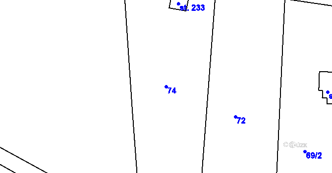 Parcela st. 74 v KÚ Vršovice u Loun, Katastrální mapa