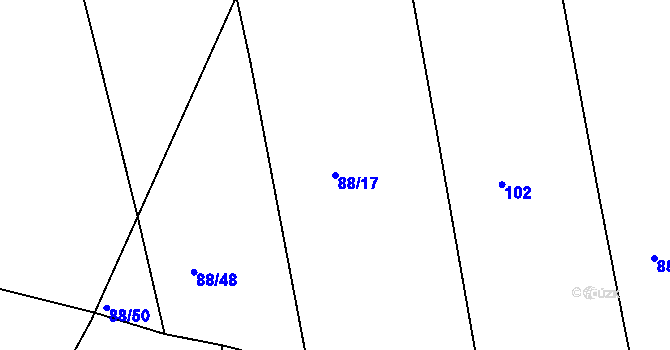 Parcela st. 88/17 v KÚ Vršovice u Loun, Katastrální mapa