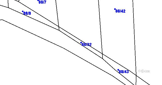 Parcela st. 88/32 v KÚ Vršovice u Loun, Katastrální mapa