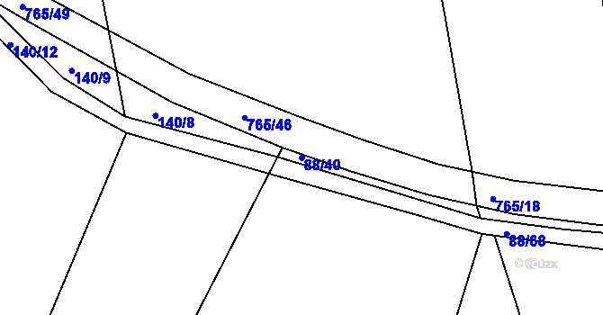 Parcela st. 88/40 v KÚ Vršovice u Loun, Katastrální mapa