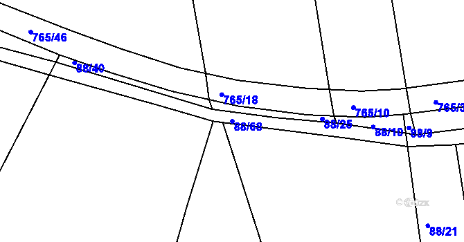 Parcela st. 88/68 v KÚ Vršovice u Loun, Katastrální mapa