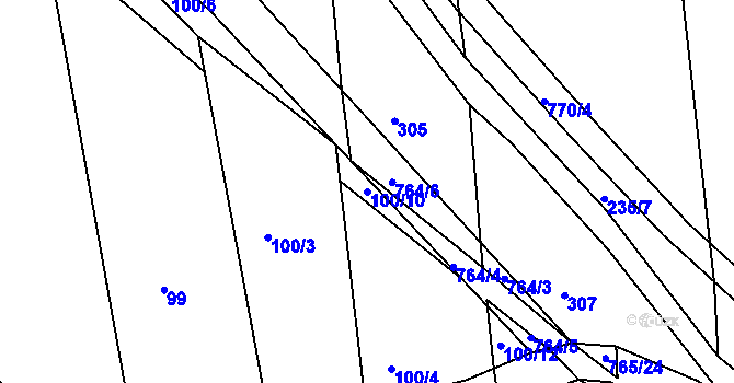 Parcela st. 100/10 v KÚ Vršovice u Loun, Katastrální mapa