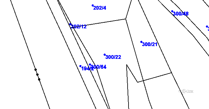 Parcela st. 300/22 v KÚ Vršovice u Loun, Katastrální mapa