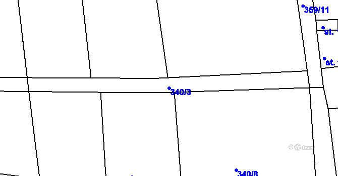 Parcela st. 340/3 v KÚ Vršovice u Loun, Katastrální mapa