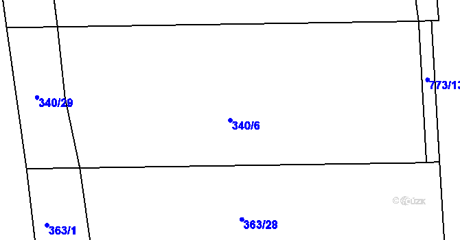 Parcela st. 340/6 v KÚ Vršovice u Loun, Katastrální mapa
