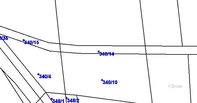 Parcela st. 340/14 v KÚ Vršovice u Loun, Katastrální mapa