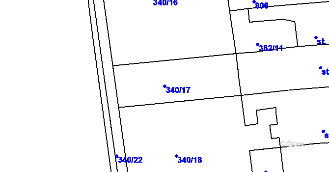 Parcela st. 340/17 v KÚ Vršovice u Loun, Katastrální mapa