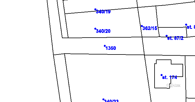 Parcela st. 340/21 v KÚ Vršovice u Loun, Katastrální mapa