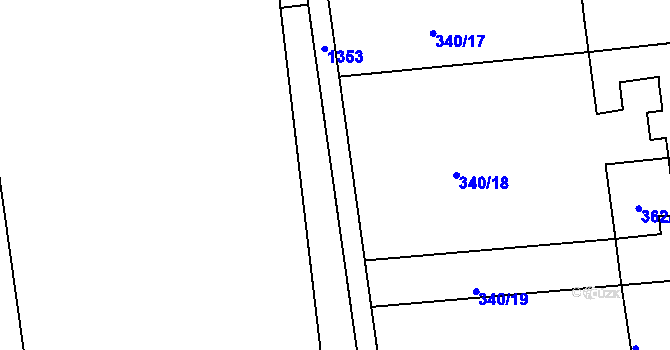 Parcela st. 340/22 v KÚ Vršovice u Loun, Katastrální mapa
