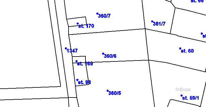 Parcela st. 360/6 v KÚ Vršovice u Loun, Katastrální mapa