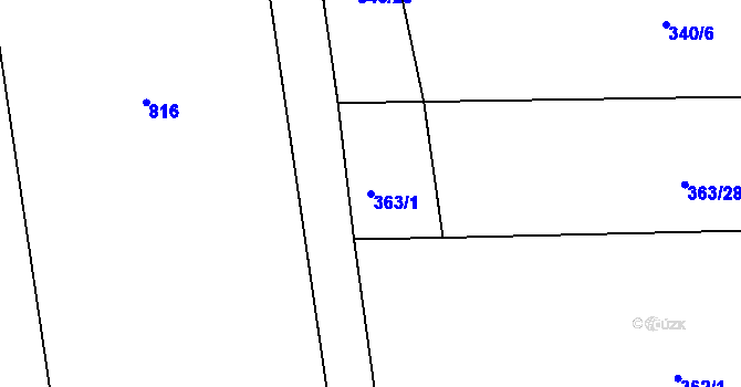 Parcela st. 363/1 v KÚ Vršovice u Loun, Katastrální mapa