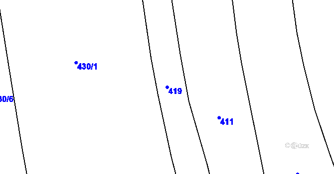 Parcela st. 419 v KÚ Vršovice u Loun, Katastrální mapa