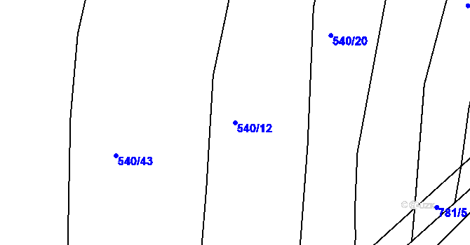 Parcela st. 540/12 v KÚ Vršovice u Loun, Katastrální mapa