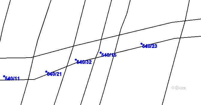Parcela st. 540/15 v KÚ Vršovice u Loun, Katastrální mapa