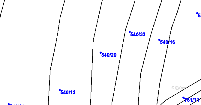 Parcela st. 540/20 v KÚ Vršovice u Loun, Katastrální mapa