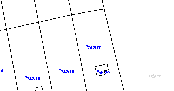 Parcela st. 742/17 v KÚ Vršovice u Loun, Katastrální mapa