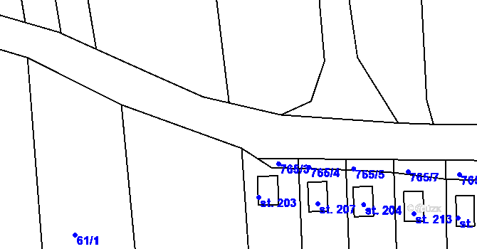 Parcela st. 765/53 v KÚ Vršovice u Loun, Katastrální mapa