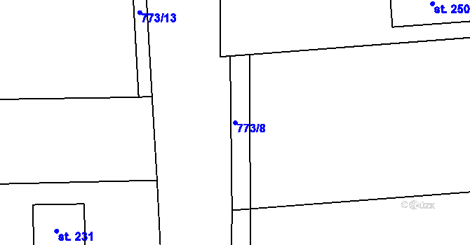 Parcela st. 773/8 v KÚ Vršovice u Loun, Katastrální mapa