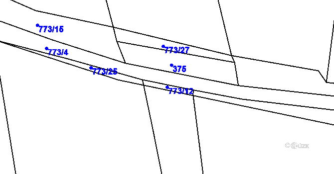 Parcela st. 773/12 v KÚ Vršovice u Loun, Katastrální mapa