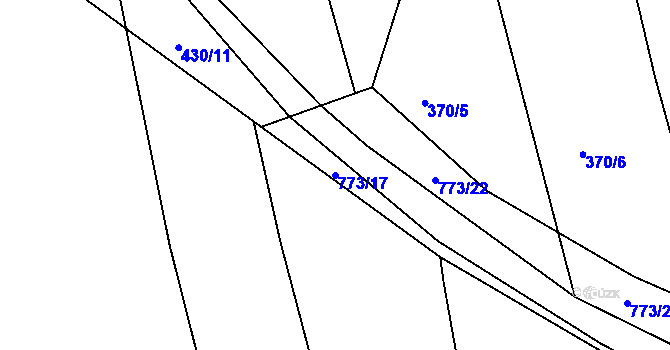 Parcela st. 773/17 v KÚ Vršovice u Loun, Katastrální mapa