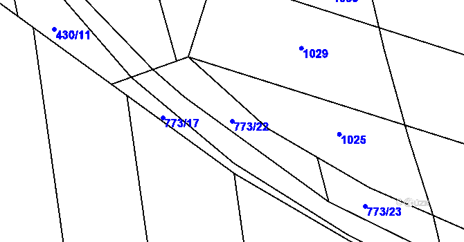 Parcela st. 773/22 v KÚ Vršovice u Loun, Katastrální mapa