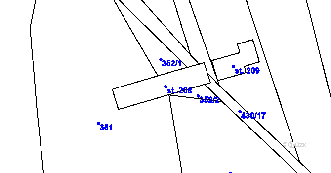 Parcela st. 208 v KÚ Vršovice u Loun, Katastrální mapa