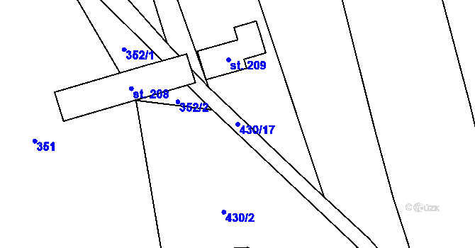 Parcela st. 430/17 v KÚ Vršovice u Loun, Katastrální mapa