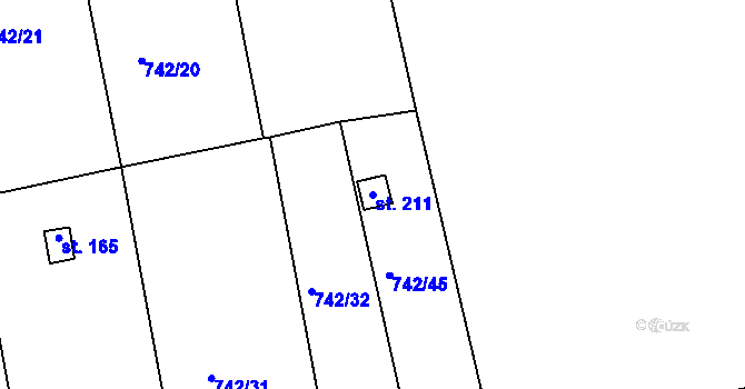 Parcela st. 211 v KÚ Vršovice u Loun, Katastrální mapa